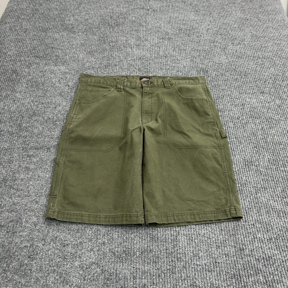 Dickies Carpenter Shorts Mens 36 Green Cotton Canvas Utility Workwear Casual
